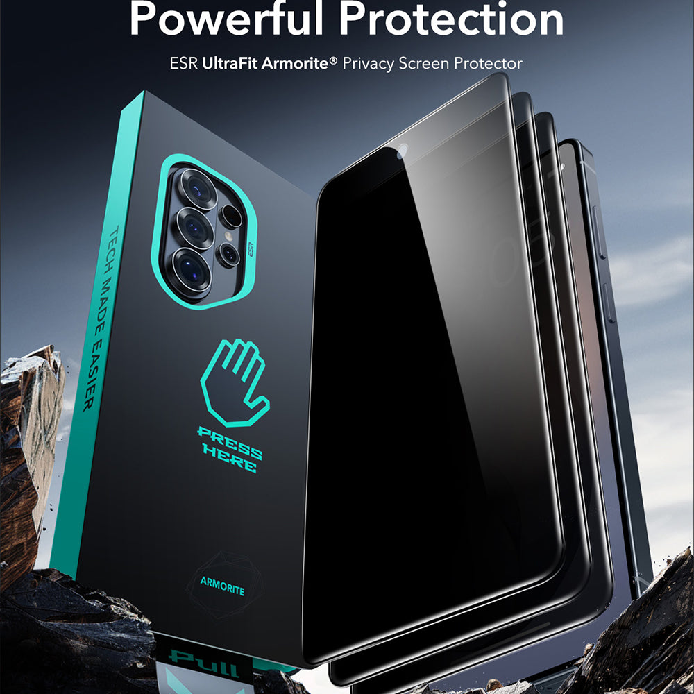 Ochranná fólia Ecran Privacy ESR Armorite pre Samsung Galaxy S26 Ultra, Kalené sklo, Full Glue