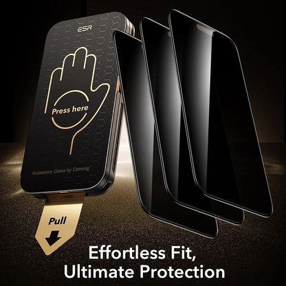 Ochranná fólia na displej Privacy ESR Armorite Pro UltraFit pre Apple iPhone 18 Pro Max, tvrdené sklo, plné lepidlo, sada 3 kusov