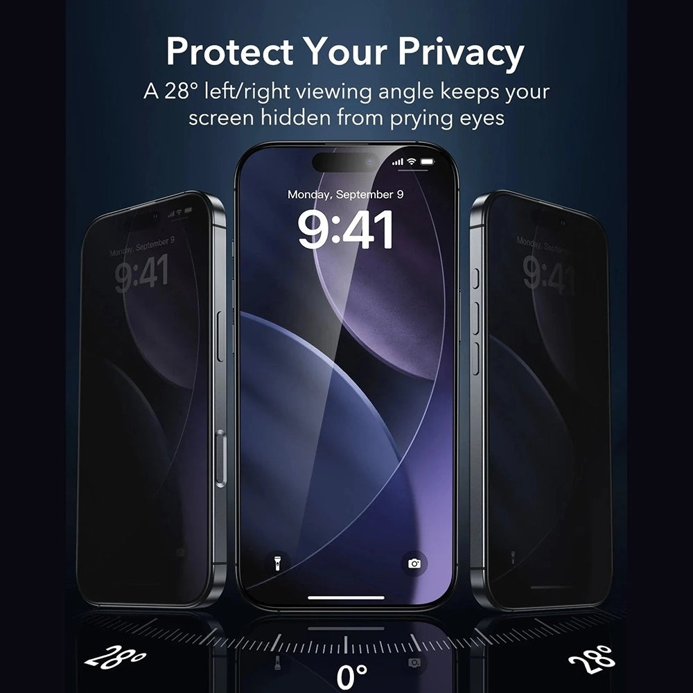 Ochranná fólia Ecran Privacy ESR Armorite UltraFit pre Apple iPhone 17 Air, Kalené sklo, Full Glue, Sada 3 kusy