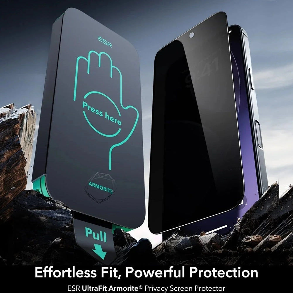 Ochranná fólia Ecran Privacy ESR Armorite UltraFit pre Apple iPhone 17 Air, Kalené sklo, Full Glue, Sada 3 kusy