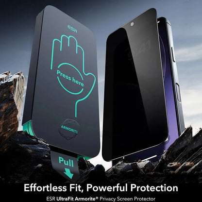 Ochranná fólia Ecran Privacy ESR Armorite UltraFit pre Apple iPhone 17 Air, Kalené sklo, Full Glue, Sada 3 kusy