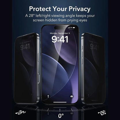 Ochranná fólia Ecran Privacy ESR Armorite UltraFit pre Apple iPhone 17, Kalené sklo, Full Glue, Sada 3 kusy