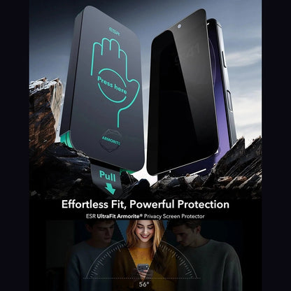 Ochranná fólia Ecran Privacy ESR Armorite UltraFit pre Apple iPhone 17, Kalené sklo, Full Glue, Sada 3 kusy