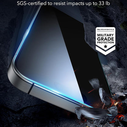Ochranná fólia Ecran Privacy ESR pre Apple iPhone 17 / 16 Pro, Kalené sklo, Full Glue, Sada 3 kusy
