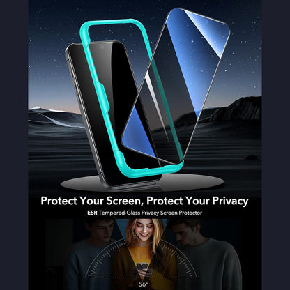 Ochranná fólia Ecran Privacy ESR pre Apple iPhone 17 Pro Max, Kalené sklo, Full Glue, Sada 3 kusy