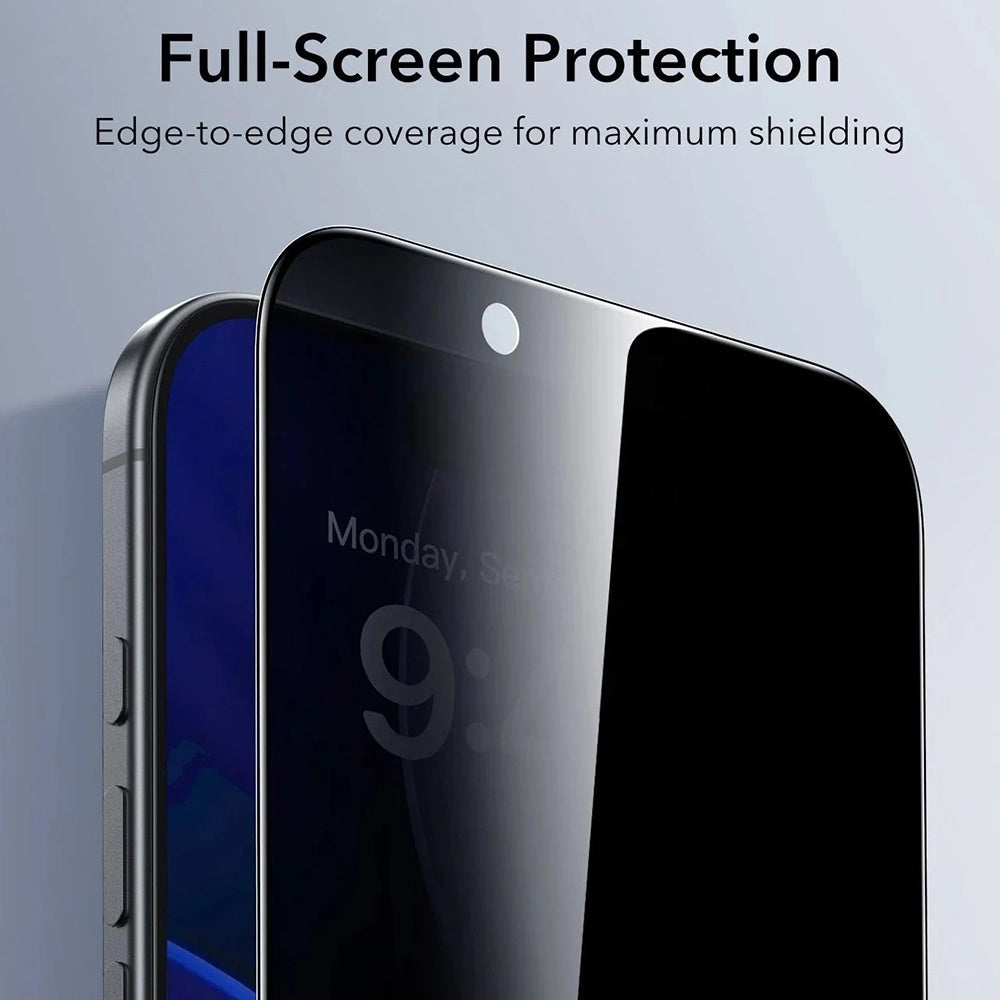 Ochranná fólia Ecran Privacy ESR UltraFit pre Apple iPhone 17 Air, Kalené sklo, Full Glue, Sada 3 kusy