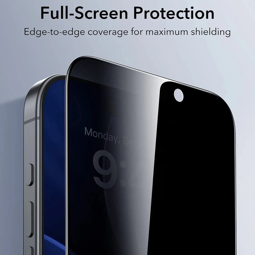 Ochranná fólia Ecran Privacy ESR UltraFit pre Apple iPhone 17 Pro Max, Kalené sklo, Full Glue, Sada 3 kusy