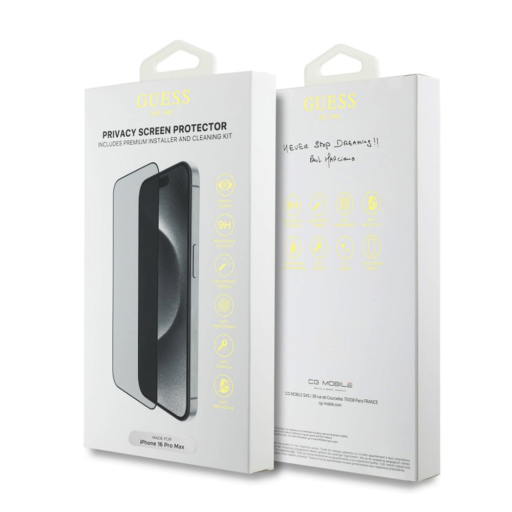 Ochranná fólia Privacy Guess pre Apple iPhone 16 Pro, Tvrdené sklo, Full Glue, 2.5D, GUTGP16LBOKGCIP