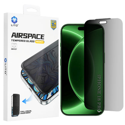Ochranná fólia na displej Privacy Lito Airspace Border pre Apple iPhone 18 Pro / 17 Pro, tvrdené sklo, plné lepenie