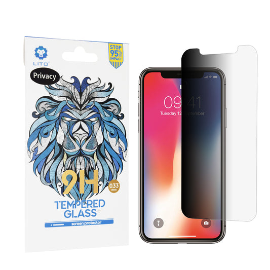 Ochranná fólia na displej Privacy Lito Classic pre Apple iPhone 11 Pro / XS / X, tvrdené sklo, plné lepidlo, 2.5D