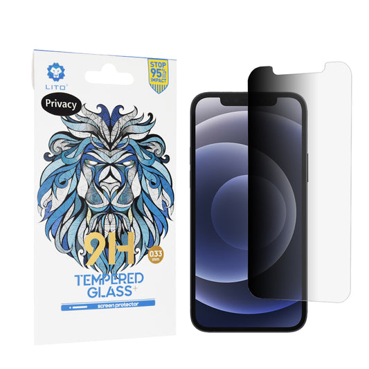 Ochranná fólia na displej Privacy Lito Classic pre Apple iPhone 12 / 12 Pro, tvrdené sklo, plné lepidlo, 2.5D