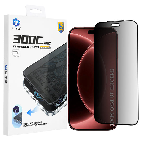 Ochranná fólia na displej Privacy Lito D+ Max 300C pre Apple iPhone 18 Pro Max, tvrdené sklo, plné lepidlo
