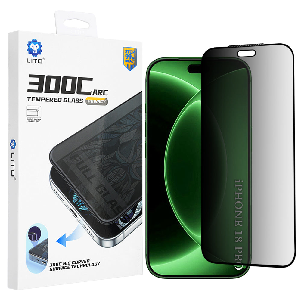Ochranná fólia na displej Privacy Lito D+ Max 300C pre Apple iPhone 18 Pro, tvrdené sklo, plné lepidlo