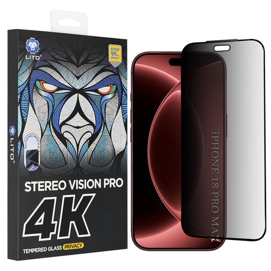 Ochranná fólia na displej Privacy Lito D+ Max 4K pre Apple iPhone 18 Pro Max, tvrdené sklo, plné lepenie