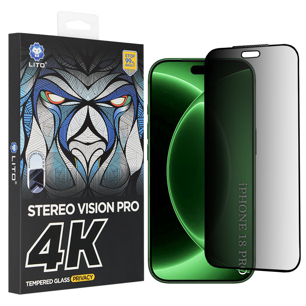 Ochranná fólia na displej Privacy Lito D+ Max 4K pre Apple iPhone 18 Pro, tvrdené sklo, plné lepenie