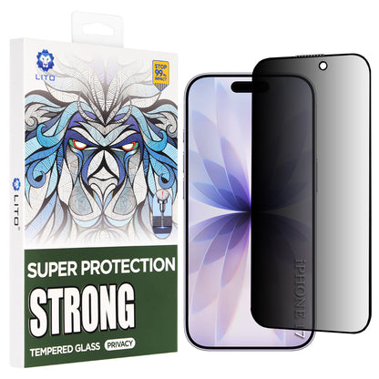 Ochranná fólia na displej Privacy Lito D+ Max Strong pre Apple iPhone 17 / 16 Pro, Tvrdené sklo, Full Glue
