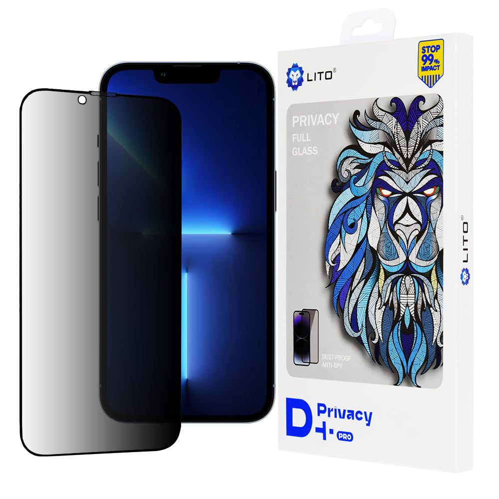Ochranná fólia na displej Privacy Lito D+ Pro pre Apple iPhone 14 Plus / 13 Pro Max, tvrdené sklo, plné lepidlo