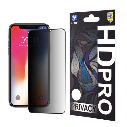 Ochranná fólia na displej Privacy Lito HD Pro pre Apple iPhone 11 Pro / XS / X, tvrdené sklo, plné lepidlo