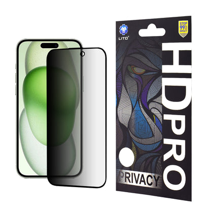 Ochranná fólia na displej Privacy Lito HD Pro pre Apple iPhone 15 Plus, tvrdené sklo, plné lepenie