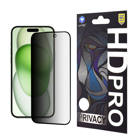 Ochranná fólia na displej Privacy Lito HD Pro pre Apple iPhone 15 Plus, tvrdené sklo, plné lepenie