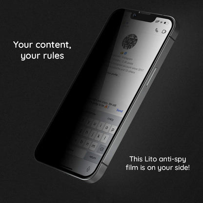 Ochranná fólia na displej Privacy Lito HD Pro pre Apple iPhone 15 Plus, tvrdené sklo, plné lepenie