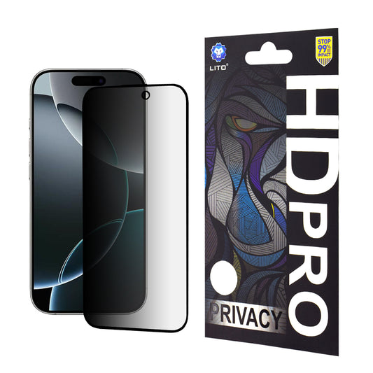 Ochranná fólia na displej Privacy Lito HD Pro pre Apple iPhone 16 Pro, tvrdené sklo, plné lepidlo