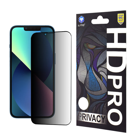 Ochranná fólia na displej Privacy Lito HD Pro pre Apple iPhone 17e / 16e / 14 / 13 Pro, tvrdené sklo, plné lepidlo