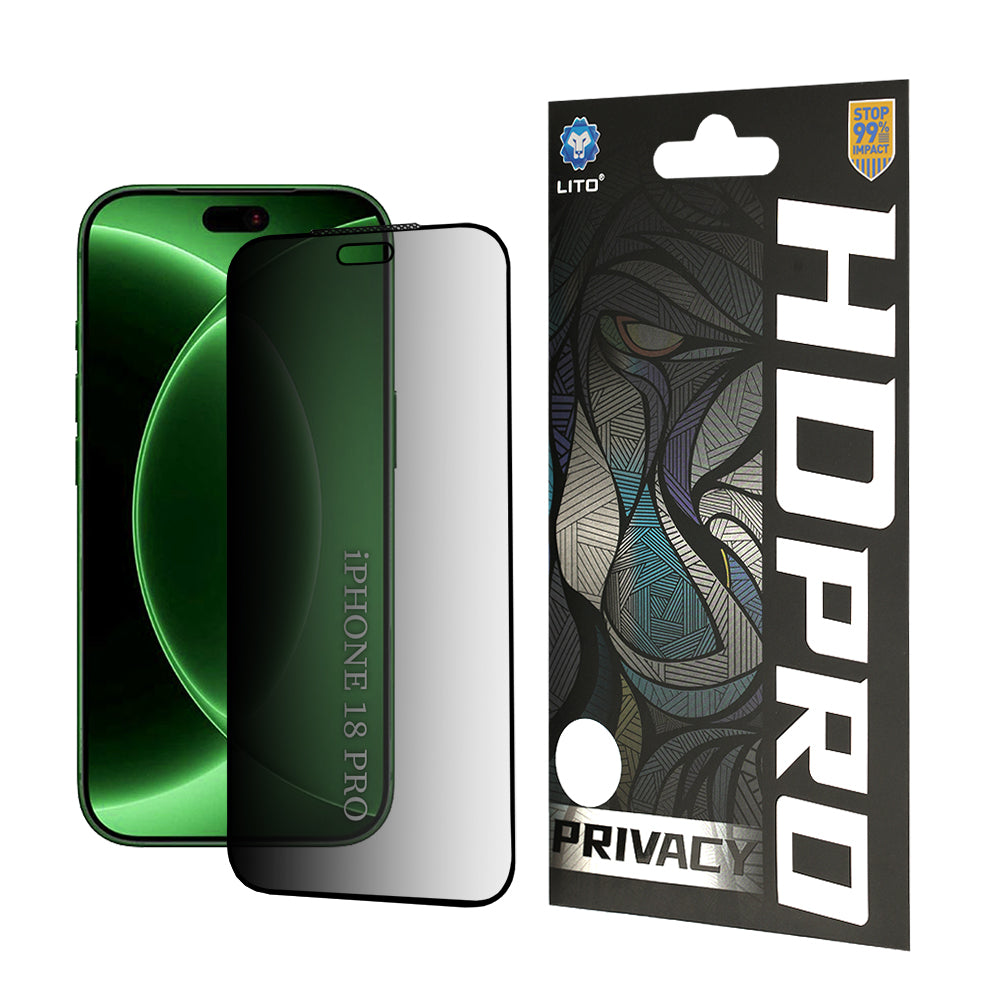 Ochranná fólia na displej Privacy Lito HD Pro pre Apple iPhone 18 Pro, tvrdené sklo, plné lepidlo