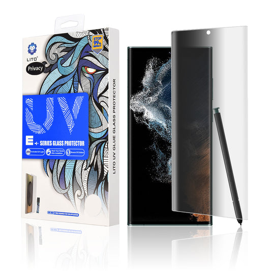 Ochranná fólia na displej Privacy Lito pre Samsung Galaxy S22 Ultra 5G S908, tvrdené sklo, UV lepidlo, 3D