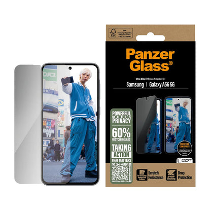 Ochranná fólia na displej Privacy PanzerGlass Ultra-Wide Fit pre Samsung Galaxy A56 A566, Kalené sklo, Full Glue
