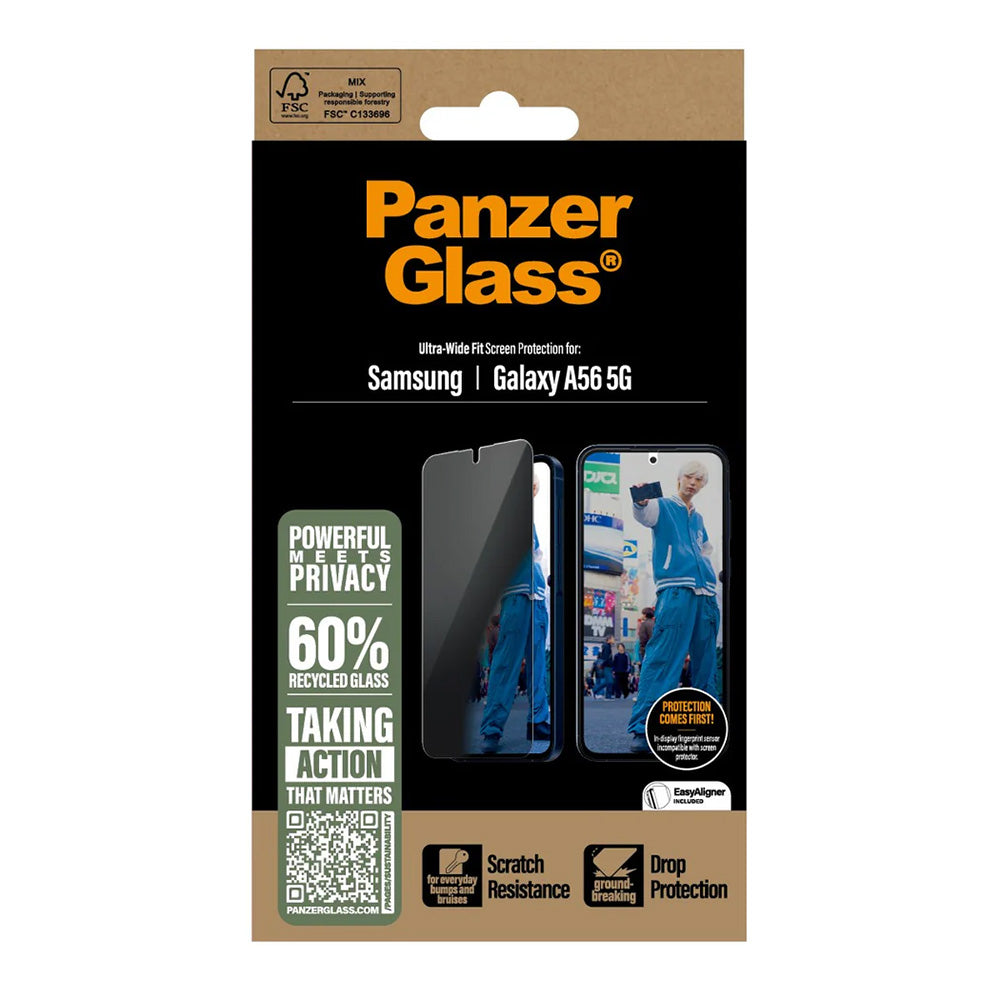Ochranná fólia na displej Privacy PanzerGlass Ultra-Wide Fit pre Samsung Galaxy A56 A566, Kalené sklo, Full Glue