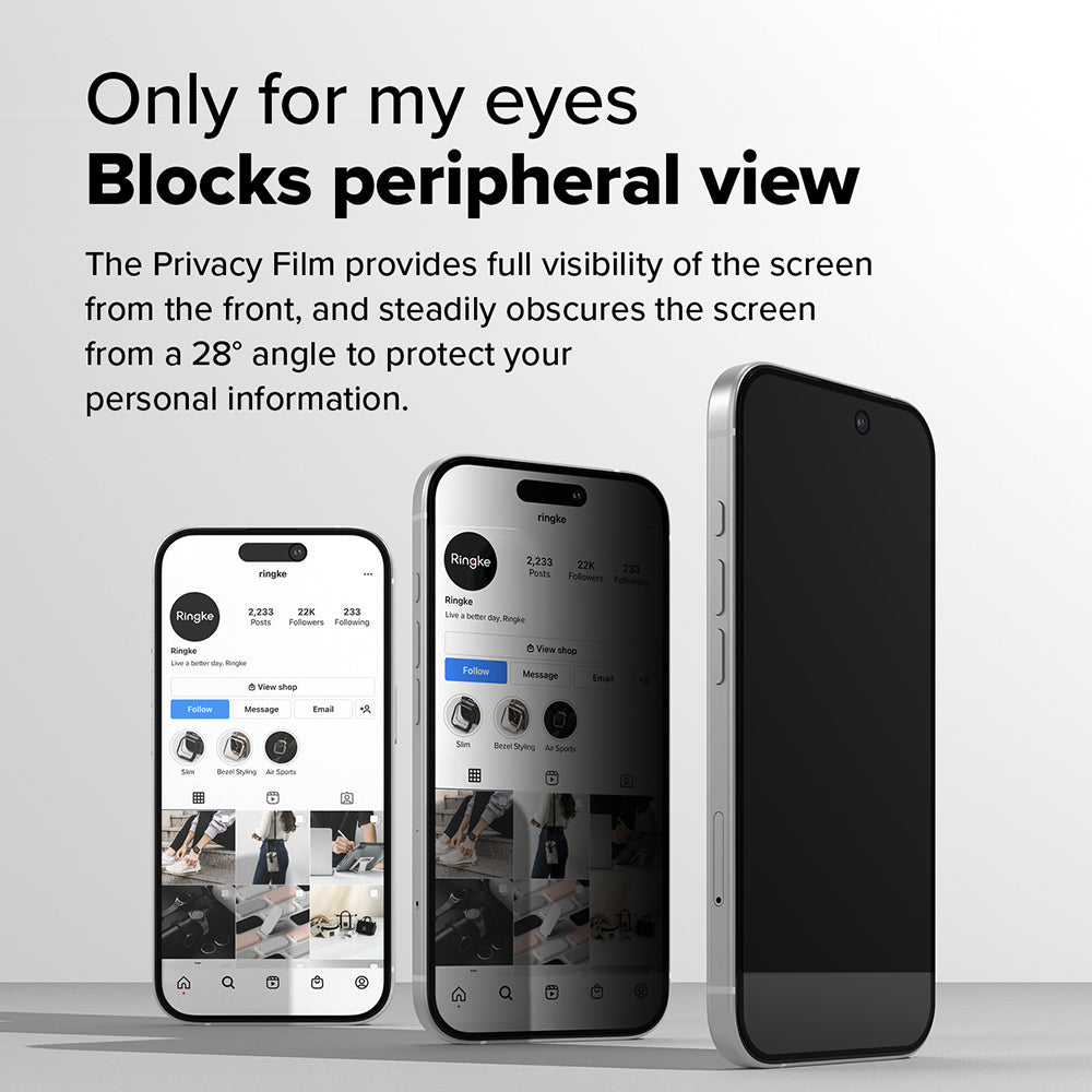 Ochranná fólia na displej Privacy Ringke Easy Slide pre Apple iPhone 16 Plus / 15 Plus, Kalené sklo, Full Glue, Sada 2 kusy