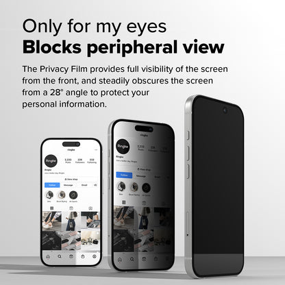 Ochranná fólia na displej Privacy Ringke Easy Slide pre Apple iPhone 16 Plus / 15 Plus, Kalené sklo, Full Glue, Sada 2 kusy