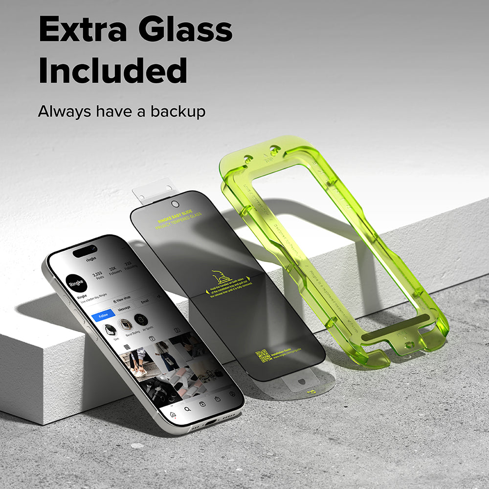 Ochranná fólia na displej Privacy Ringke Easy Slide pre Apple iPhone 17 Pro Max, tvrdené sklo, plné lepidlo, sada 2 kusy