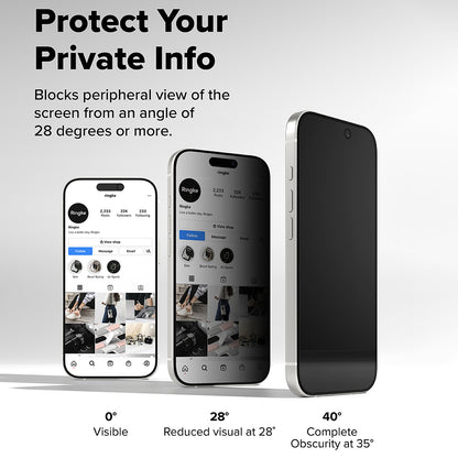 Ochranná fólia na displej Privacy Ringke Easy Slide pre Apple iPhone 17 Pro Max, tvrdené sklo, plné lepidlo, sada 2 kusy