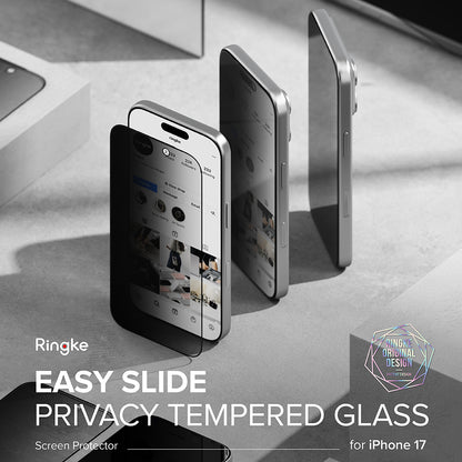 Privacy Screen Protector Ringke Easy Slide for Apple iPhone 17 Pro, Tempered Glass, Full Glue, Set of 2 pieces