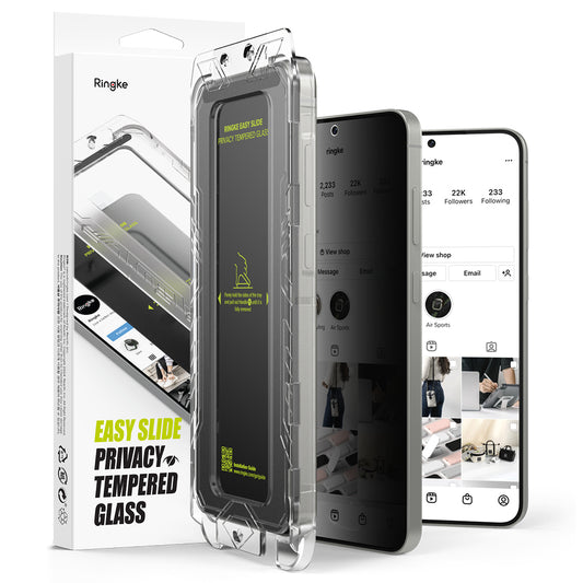 Ochranná fólia na displej Privacy Ringke Easy Slide pre Samsung Galaxy S25+ S936, tvrdené sklo, plné lepidlo, sada 2 kusy