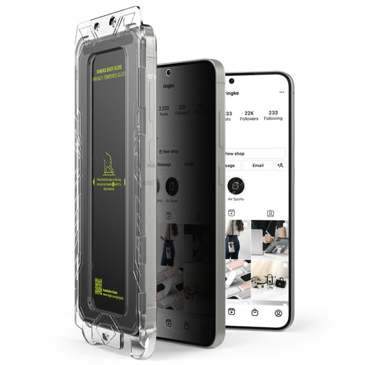 Ochranná fólia na displej Privacy Ringke Easy Slide pre Samsung Galaxy S25+ S936, tvrdené sklo, plné lepidlo, sada 2 kusy
