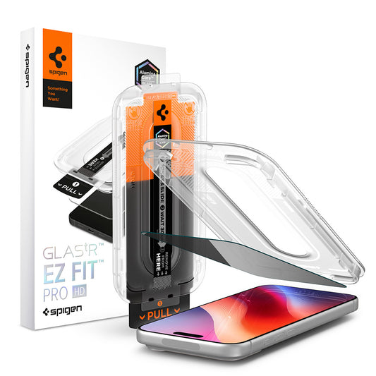 Ochranná fólia na displej Privacy Spigen GlastR EZ FIT Pro HD pre Apple iPhone 18 Pro Max, tvrdené sklo, Full Glue AGL12034