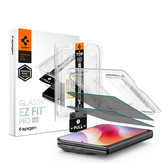 Ochranná fólia na displej Privacy Spigen GlastR EZ FIT Pro HD pre Apple iPhone Duo, tvrdené sklo, plné lepidlo, sada 2 kusov AGL12015
