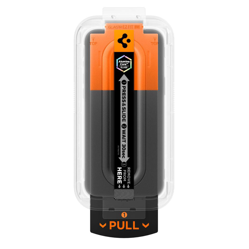 Ochranná fólia na displej Privacy Spigen GlastR EZ FIT Pro pre Apple iPhone 17 Pro / 17 / 16 Pro, Kalené sklo, Full Glue