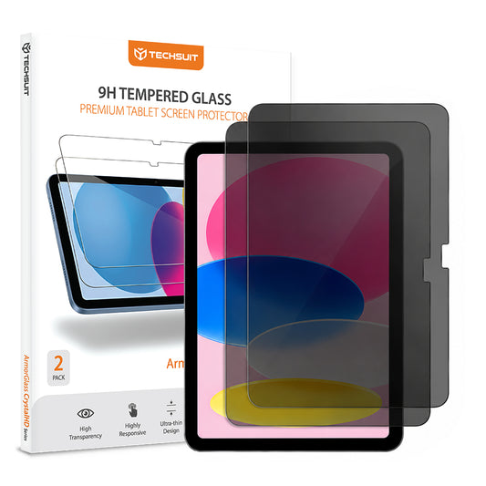 Ochranná fólia na displej Privacy Techsuit ArmorGlass CrystalHD pre Apple iPad (2025) / (2022), tvrdené sklo, plné lepenie, sada 2 kusy