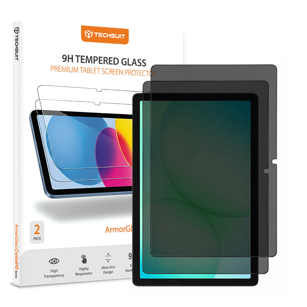 Ochranná fólia na displej Privacy Techsuit ArmorGlass CrystalHD pre Samsung Galaxy Tab A11+ / Tab A9+, tvrdené sklo, plné lepidlo, sada 2 kusy