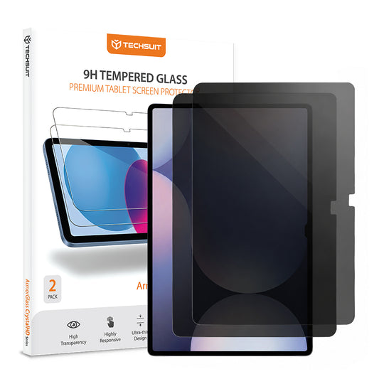 Ochranná fólia na displej Privacy Techsuit ArmorGlass CrystalHD pre Samsung Galaxy Tab S10+ / Tab S9 FE+, tvrdené sklo, plné lepenie, sada 2 kusy