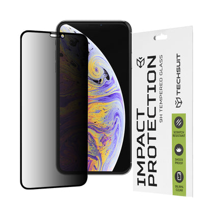 Ochranná fólia na displej Privacy Techsuit pre Apple iPhone 11 Pro Max / XS Max, tvrdené sklo, plné lepidlo, 111D