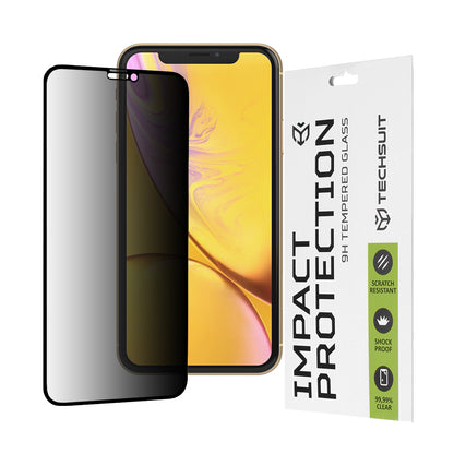 Ochranná fólia na displej Privacy Techsuit pre Apple iPhone 11 / XR, tvrdené sklo, plné lepidlo, 111D