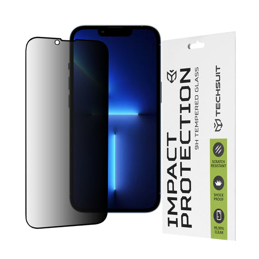 Ochranná fólia na displej Privacy Techsuit pre Apple iPhone 14 Plus / 13 Pro Max, tvrdené sklo, plné lepidlo, 111D