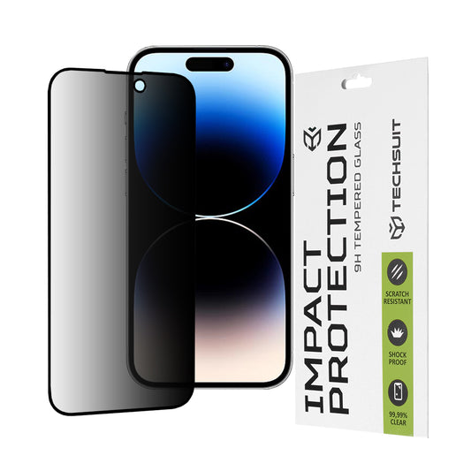 Ochranná fólia na displej Privacy Techsuit pre Apple iPhone 14 Pro, tvrdené sklo, plné lepidlo, 111D