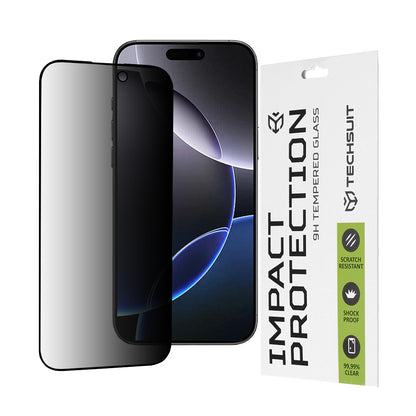 Ochranná fólia na displej Privacy Techsuit pre Apple iPhone 16 Pro Max, tvrdené sklo, plné lepidlo, 111D