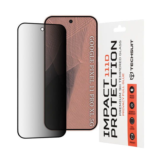 Ochranná fólia na displej Privacy Techsuit pre Google Pixel 11 Pro XL, tvrdené sklo, plné lepidlo, 111D